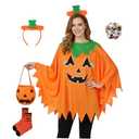 Vermeyen 5PCS Halloween Pumpkin Costume for Women Set-Adult Pumpkin Costume with Cape Headband Socks Bag Stickers for Halloween Costume Accessories No size