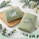2 Pcs Eucalyptus Hand Towels for Bathroom Decorative Sage Green Eucalyptus Towel Embroidered 100% Cotton Green Leaves Hand Towels 13.4x29Inch for Bathroom Kitchen Décor (Green, Eucalyptu)