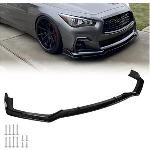 Fit for 2018-2025 Infiniti Q50 Q50L Sport Front Bumper Lip, Gloss Black ABS Air Splitter Chin Body Kit OEM Style