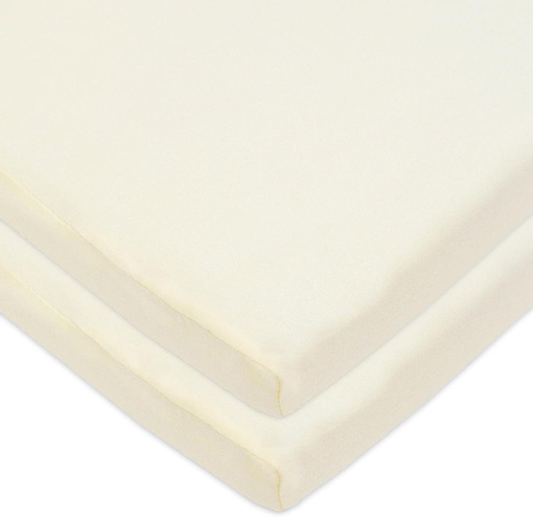 American Baby Company 2 Pack 100% Natural Cotton Fitted Cradle/Bassinet Sheets 36" x 18" - Soft, Breathable & Hypoallergenic Bed Sheets, Ecru, Neutral for Boys & Girls