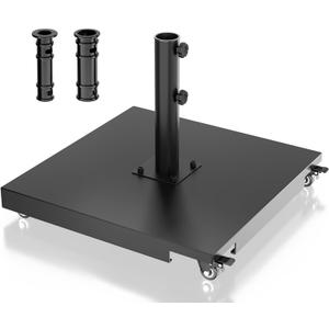 Metal Patio Umbrella Base with Wheels, Max 350lbs Weight Capacity  Patio Umbrella Stand, Heavy Duty Umbrella Stand Outdoor Base for Patio, Deck, Poolside and Lawn