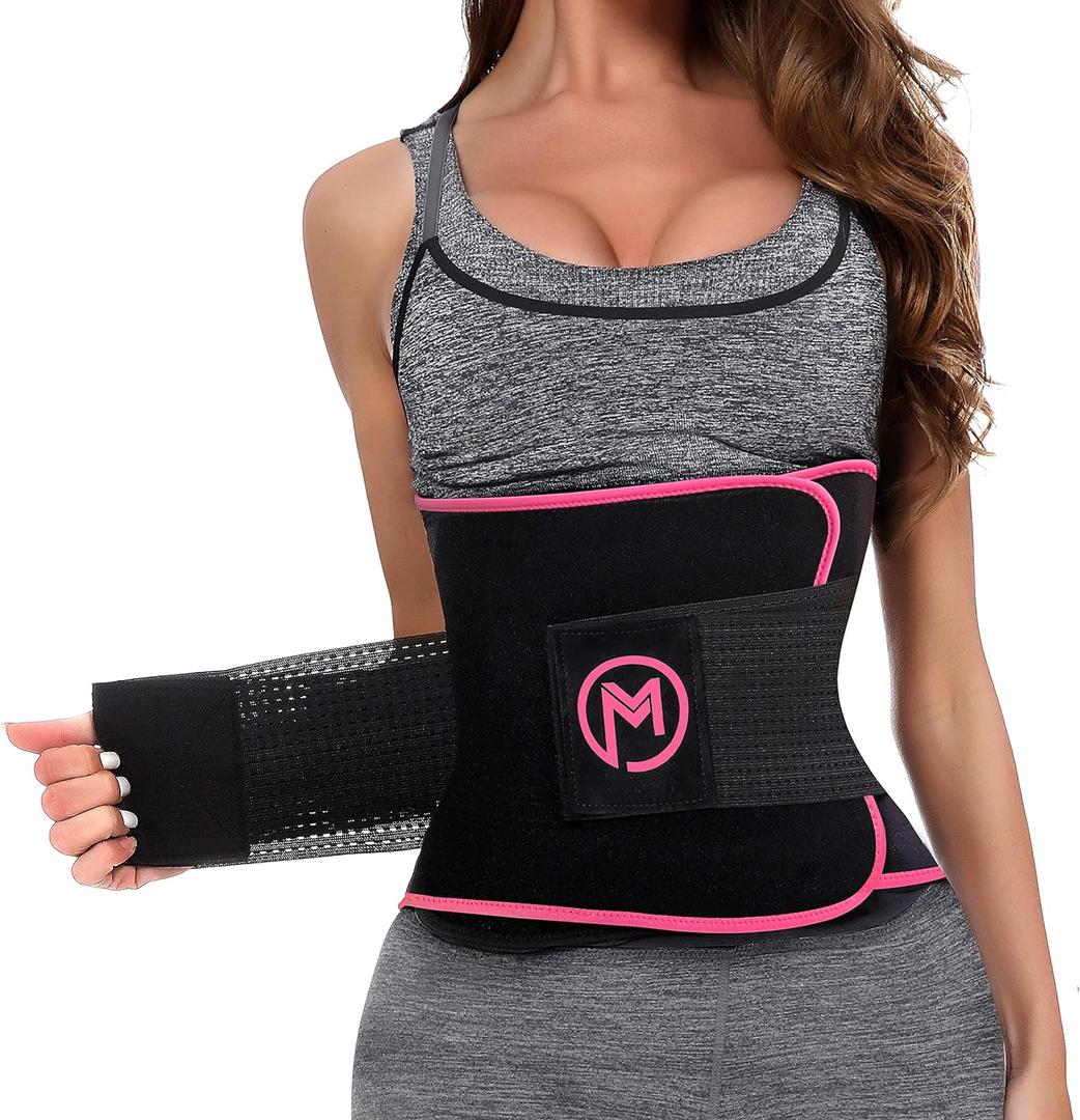 MERMAID'S MYSTERY Waist Trimmer for Women and Men - Sweat Bands for Stomach - Sweat Belt for High-Intensity Training Workouts (Pink)