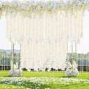 40PCS Artificial Wisteria Hanging Flowers, 3.3Ft Artificial Wisteria Garland, White Hanging Wisteria Flower Vines Rattan, Reusable Silk Flowers String for Wedding Arch Party Garden Home Decor