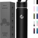 COKTIK 22oz Sports Water Bottle, Stainless Steel Water Bottle for Insulated, Reusable Travel Bottle, With Straw, With Handle Grip for Easy Carrying, Suitable for Cycling, Outdoor Vacations(Black)