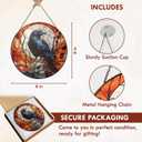 FLAGWIX Halloween Decorations Indoor - Stained Glass Window Hanging 8 in - Gothic Raven Skull Sun Catcher, Crow Halloween Decor, Black Crows Sun Catchers Indoor Window, Fall Decorations for Home (Midnight  Raven Whisper)