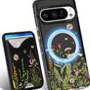 Toycamp for Pixel 9 Pro XL Case - Compatible with Magsafe Credit Card Holder Wallet Magnetic Cute Women Teen Girls Kawaii Girly Unique Flower Plants Design Phone Cover for Google 9 Pro XL