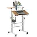 SIDUCAL Small Standing Desk, Portable Stand Up Desk, Height Adjustable Mobile Standing Table Converter with Wheels Computer Workstations, Rolling Laptop Cart for Stand or Sit, Vintage Oak