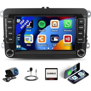 UNITOPSCI 4G+64G Android Car Stereo Radio for VW Volkswagen Golf Passat Jetta Seat Skoda Touran Wireless CarPlay Android Auto, 7 Inch Touchscreen, Bluetooth5.0/GPS/WiFi, FM/RDS, DSP, SWC +Rear Camera