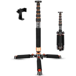 Koolehaoda Camera Aluminum Monopod with Metal Tripod Base.6 Sections 46-177cm/18-69inch Adjustable, Leg Diameter 28mm,up to 6kg /13lbs (Orange)