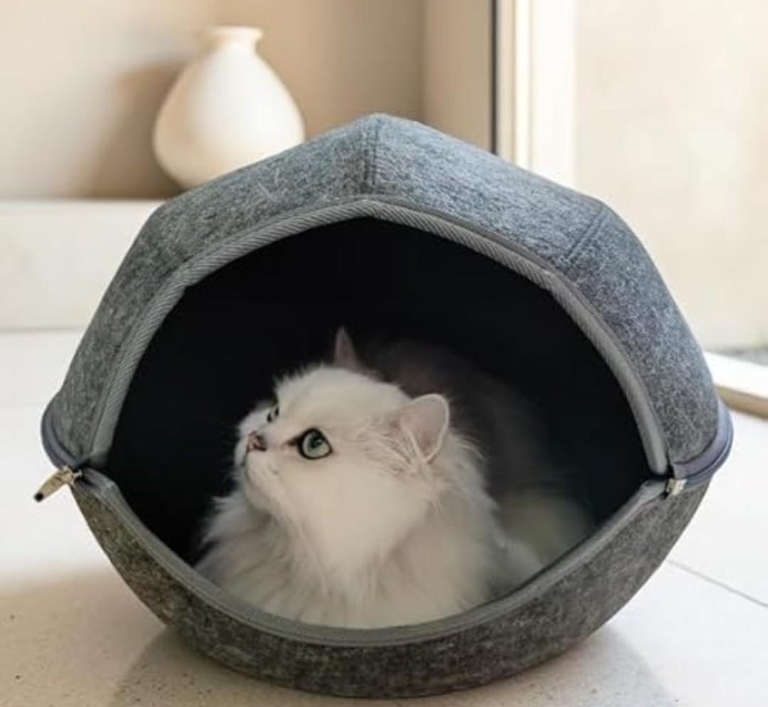 Donut Cat Tunnel Bed Peekaboo Cat Cave for Large Cats Up to 30 Lbs, Kitty Interactive Playing Tent House for Multiple Cats,Detachable,Scratch Resistant (2 in 1 Black, Medium  20 Inch Diameter)