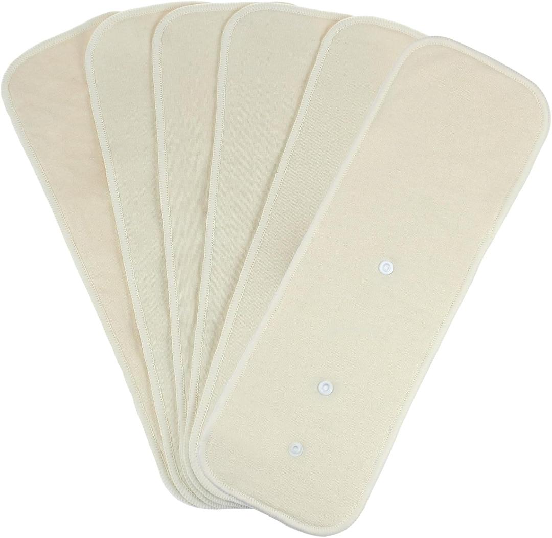 Mama Koala 3-Layer Hemp Cotton Baby Cloth Diaper Inserts, Adjustable and Reusable for Any Baby Cloth Diapers (6 Pack)