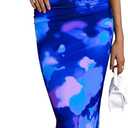 PRETTYGARDEN Women's 2026 Summer Floral One Shoulder Maxi Dress Wedding Guest Ruched Mesh Bodycon Long Cocktail Dresses (Blue, L)