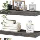 QEEIG Bathroom Floating Shelves for Wall - 15.7" Wall Mounted Shelf Over Toilet Farmhouse Home Decor Display Bookshelf Small 15.7 x 6.7 inch Set of 2, Grey (008-40GY)