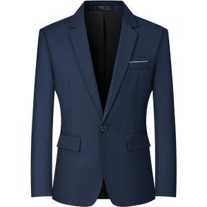 Mylldey Mens Blazers Slim Fit Business Casual Men Suit Sport Coat One Button Travel Blazer Lightweight Suit Jacket (Medium, Blue)