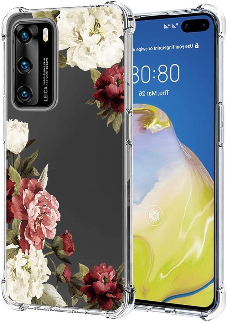 Case for Huawei P40 Pro Case, ELS-N04 ELS-NX9 Clear Case for Girls Women, Soft TPU Shockproof Protective Transparent Case Cover for Huawei P40 Pro (Blossom Flower)