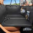 Back Seat Extender for Dogs, Hard Bottom Dog Car Seat Cover for Truck Back Seat, Upgraded PU Leather Dog Hammock for Car, Waterproof, Anti Scratch, Larger Space, Holds 400lbs (XL, Black)