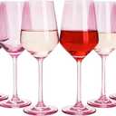 Pink Wine Glasses Stemware Collection, 6-Pack, 14oz, Blush Hue, Elegant Tall Stems, Distinctive Gift, Vibrant Glass Set, Chic Tableware, Rosy Tint, Celebration Ready, Stylish Drinkware, Festive Charm