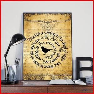 Blackbird Lyrics Metal Poster Home Decor Music Wall Living Room Art Gift Tin Sign 8x12 Inch