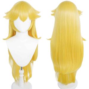 ANOGOL Hair Cap+Princess Wig Long Wavy Halloween Cosplay Wig Yellow Costume Party Wigs Anime Wigs Yellow Princess Wig Peach Wig Women
