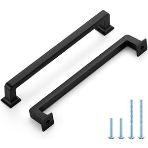HOME EDIT 10 Pack 6-1/4 Inch Matte Black Cabinet Handles Solid Zinc Alloy Pulls for Kitchen Cupboard & Drawer Hardware
