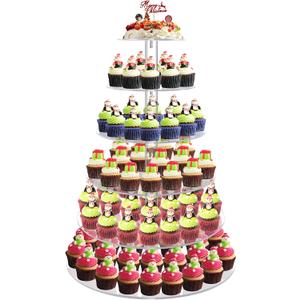 Cupcake Stand, 6 Tier Large Cupcake Stand for 50 Cupcakes, Round Tiered Cupcake Holder, Clear Acrylic Cup Cake Tower Stand, Dessert Table Display Set for Party, Wedding, Birthday, Party, Halloween