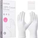 COOLJOB 6 Pairs 100% Cotton Gloves for Dry Hands Moisturizing & Eczema, Overnight Lotion, Sleep & Spa Treatment for Women & Men, Breathable Work Glove Liners, White, Small