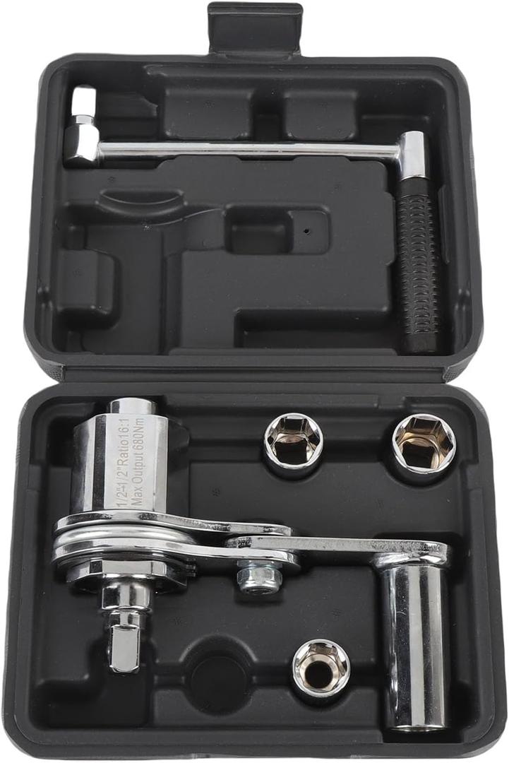 Manual Wrench for Car Torsion Multiplier Wrench with Carrying Case, 1/2 Drive with 17mm 19mm 21mm Sockets Labor Saving Tool Lug Nut Remover Set for Car Tire Changing