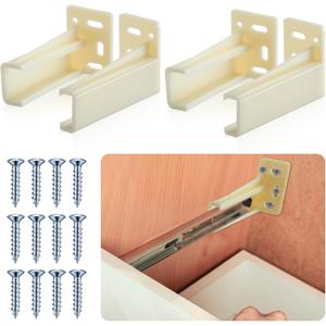 Chunful 2 Pair Rear Drawer Track Socket Back Plates Mounting Brackets Durable Plastic Drawer Track Back Plate Left and Right Close Locker Slides Socket for Repairing Replacing (Milky)