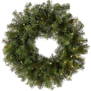 National Tree Company Pre-Lit Artificial Christmas Wreath, Green, Norwood Fir, White Lights, Christmas Collection, 30 Inches