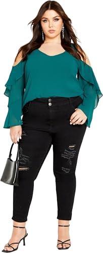 City Chic Women's Plus Size Top Hi Lo Cold Shldr, Small