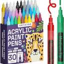 ARTISTRO 30 Acrylic Paint Markers Medium Tip- Easy for All Ages & Levels Acrylic Paint Pens for Fabric, Rocks, Paper, Wood, Canvas, Glass, DIY