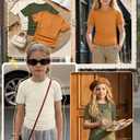 3 Pack Girls Short Sleeve T Shirts Crewneck Slim Fit Tees Ruched Side Summer Basic Tops for Kids 5-14 Years