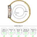 Anlinser Metal Bands Compatible with Apple Watch Band 49mm 46mm 45mm 44mm 42mm Women Men, Five-link Stainless Steel Strap for iWatch Ultra 3/2/1 SE Series 11 10 9 8 7 6-1 (Gold)