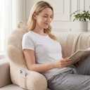 Yoofoss Reading Pillow for Bed Sitting up, Backrest Pillows with Plush Fill for Adult & Children, Back Support Pillow for Bed and Couch Sit up, Pillows for Reading with Arms, Pockets, Washable Cover