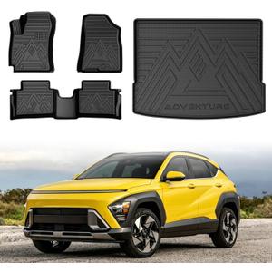Mixsuper Floor Mat & Cargo Liner for Hyundai Kona 2024-2026 | SE | | SEL | | N Line | |Limited| (Not for Electric Model),All Weather TPE Rubber Floor Liners Protection for Kona Accessories Car Mats