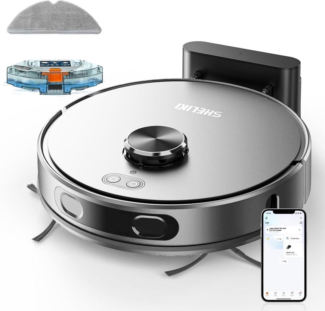 SHELIKI Robot Vacuum and Mop, Robotic Vacuums Cleaner with Self Emptying