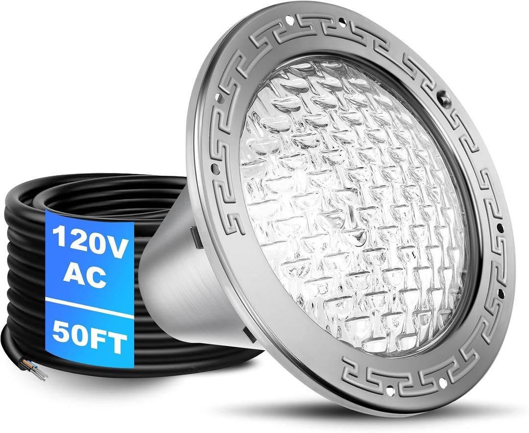 CAtArt 10 Inch Pool Light for Inground Pool,AC120V 6000K Cool White, 10 INCH -50FT