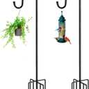84" Shepherds Hooks for Outdoor with 7 Prongs Base, Heavy Duty Bird Feeder Pole for Hanging Lantern, Hummingbird Feeder, Shepherds Hook for Bird Feeders for Outside, 2 Packs, Black