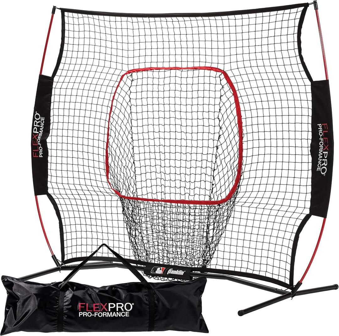 Franklin Sports MLB Flexpro Baseball + Softball Net - 7' x 7' Travel Training Nets for Batting Practice, Pitching + Hitting