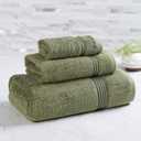 Superior Egyptian Cotton 3-Piece Towel Set, Assorted Towels, Home Bathroom, Master, Guest Bath, Decor Essentials, Includes 1 Bath, 1 Hand, 1 Face Towel/Washcloth, Quick Dry, Absorbent, Forest Green