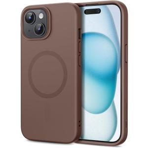 ESR for iPhone 15 Case with MagSafe, Supports Magnetic Charging, Slim Liquid Silicone Case, Shock Absorbing, Screen and Camera Protection, Cloud Series, Brown