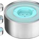 1Gallon Slobber Stopper Water Bowl for Dogs, US Patented Splash-Proof Paws Lid, 18/8 Stainless Steel, Anti-Slip Base, No Spill for Messy Large Medium Dogs, Ear Protection for Floppy-Eared Breeds (Sky Blue)