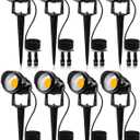 SUNVIE 12W Low Voltage Landscape Lights LED Landscape Lighting with Connectors 12V Warm White (900LM) Waterproof Garden Low Voltage Lights Wall Tree Flag Outdoor Spotlights with Spike Stand, 8 Pack