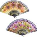 10 Pieces Spanish Hand Fan Handheld Fans for Women Floral Spanish Folding Fan Foldable Fan Vintage Fans Handheld Hand Fan for Wedding and Party Decoration