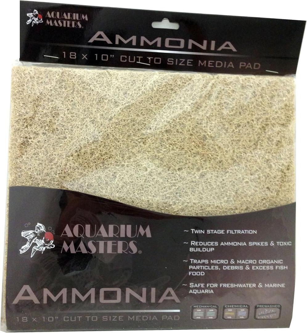 Professional Ammonia Remover Pad, 18 Inch by 10 Inch for Fresh Water & Saltwater Aquariums, Aquaculture, Terrariums & Hydroponics