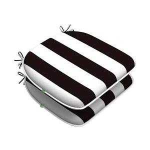LVTXIII Outdoor Chair Cushions Set of 2, Patio Seat Cushions D16xW17 Inch with Ties for Patio Furniture Chairs Home Garden Use, Cabana Black