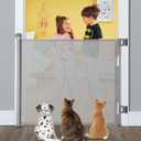Retractable Baby Gate, Extra Wide Safety Kids or Pets Gate, 33 Tall, Extends to 55 Wide, Mesh Safety Dog Gate for Stairs, Indoor, Outdoor, Doorways, Hallways(33x55- Grey)