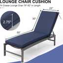 Crestlive Products Waterproof Chaise Lounge Cushions Set of 2, Fade Resistant Outdoor Patio Furniture Lounge Chair Cushion, 80" L x 23" W, Waterproof Navy, 80X23