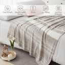 WRENGONGE Taupe Throw Blanket, 50x70 Soft Cozy Striped Throw Blankets for Couch, Sofa, Bed, Travel, Lightweight Fluffy Warm Plush Decorative Blankets for Women, Men Gift, Throw-XL