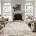 Area Rug 8x10 Washable: Machine Washable Rugs Carpet for Living Room Bedroom Aesthetic - Low Pile Non Slip Rug - Modern Abstract Soft Rug for Dining Room Table - Sandstone Beige Gray
